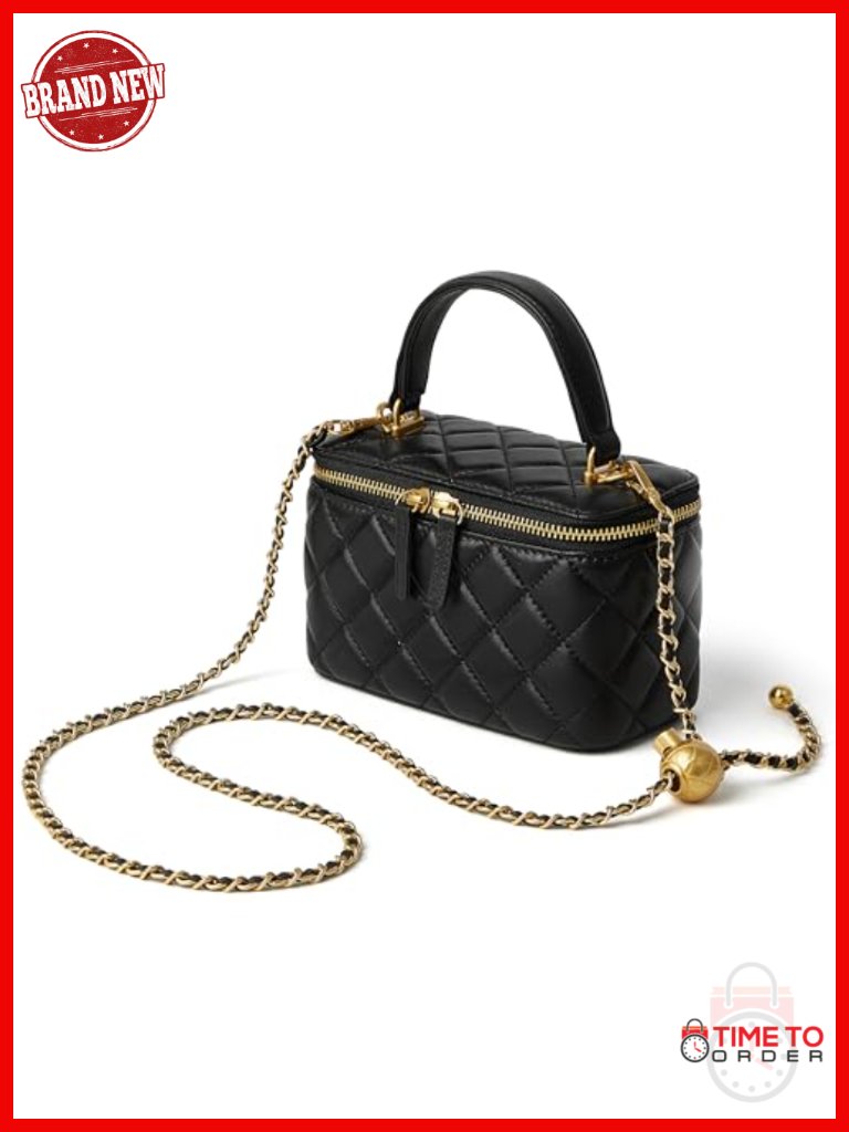 Genuine Lambskin Leather Small Quilted Box Crossbody Purse